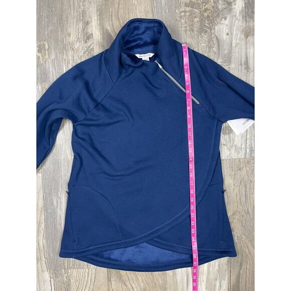NEW Athleta Cozy Karma Asym Pullover Size Small Blue Soft Wrap Zip Neck - Picture 11 of 11